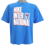 Nike - Blue International Grey Tag T-Shirt 1990s Medium Vintage Retro