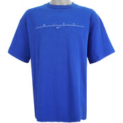 Nike - Blue Spell-Out Embroidered T-Shirt 1990s X-Large Vintage Retro
