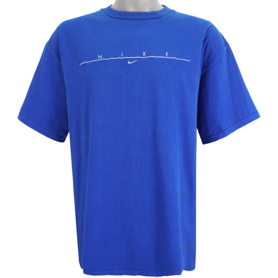Nike - Blue Spell-Out Embroidered T-Shirt 2000s X-Large