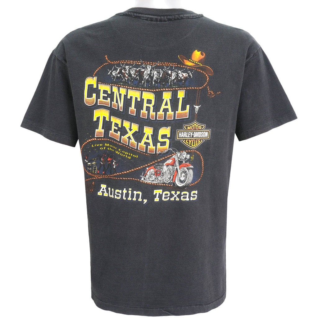 Harley Davidson - Central Texas Double Sided Printing T-Shirt 1996 Large Vintage Retro