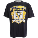 NHL (Artex) - Pittsburgh Penguins Big Logo T-Shirt 1990 Large Vintage Retro Hockey
