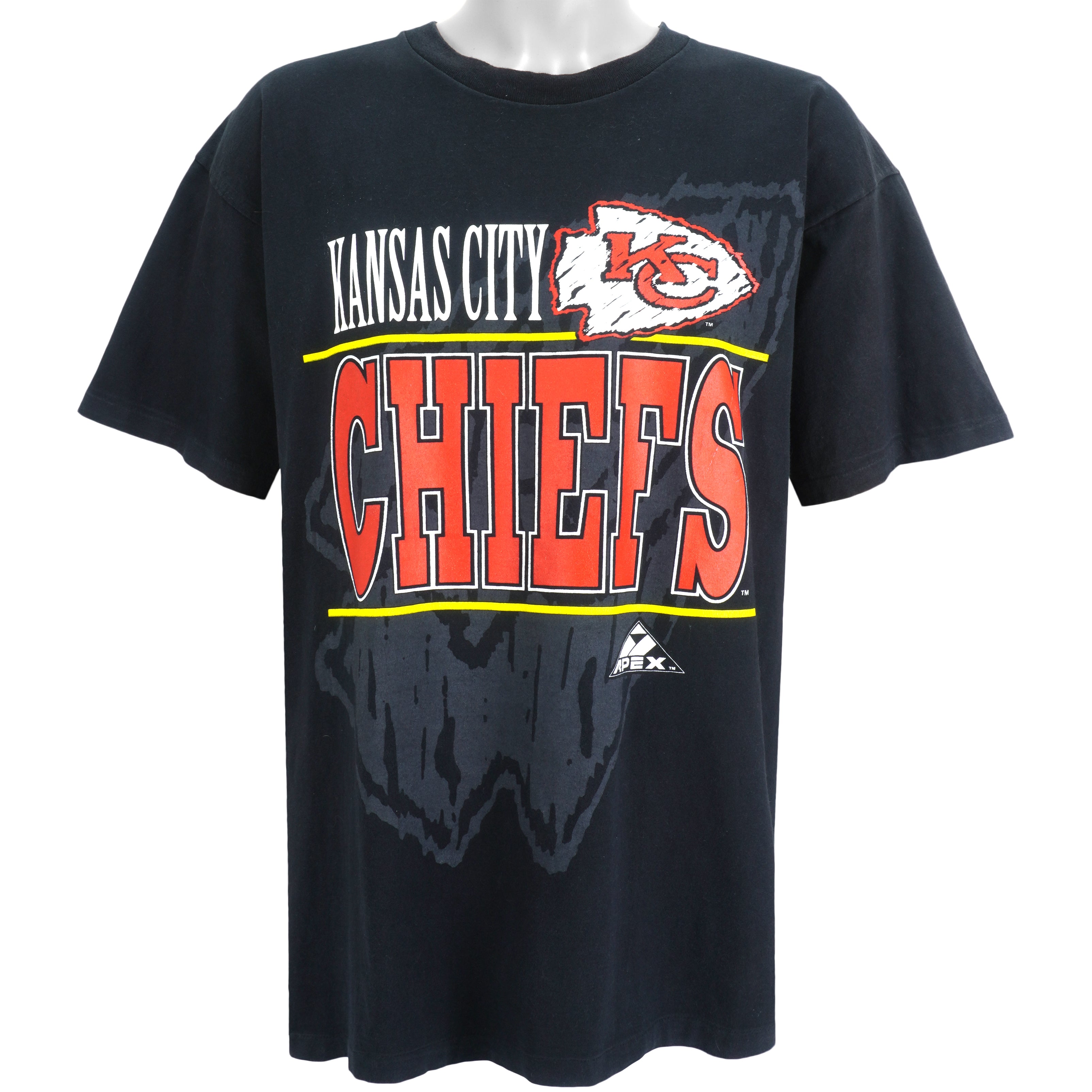 NFL (Apex One) - Kansas City Chiefs Double Sided Printing T-Shirt 1990s X-Large Vintage Retro Football