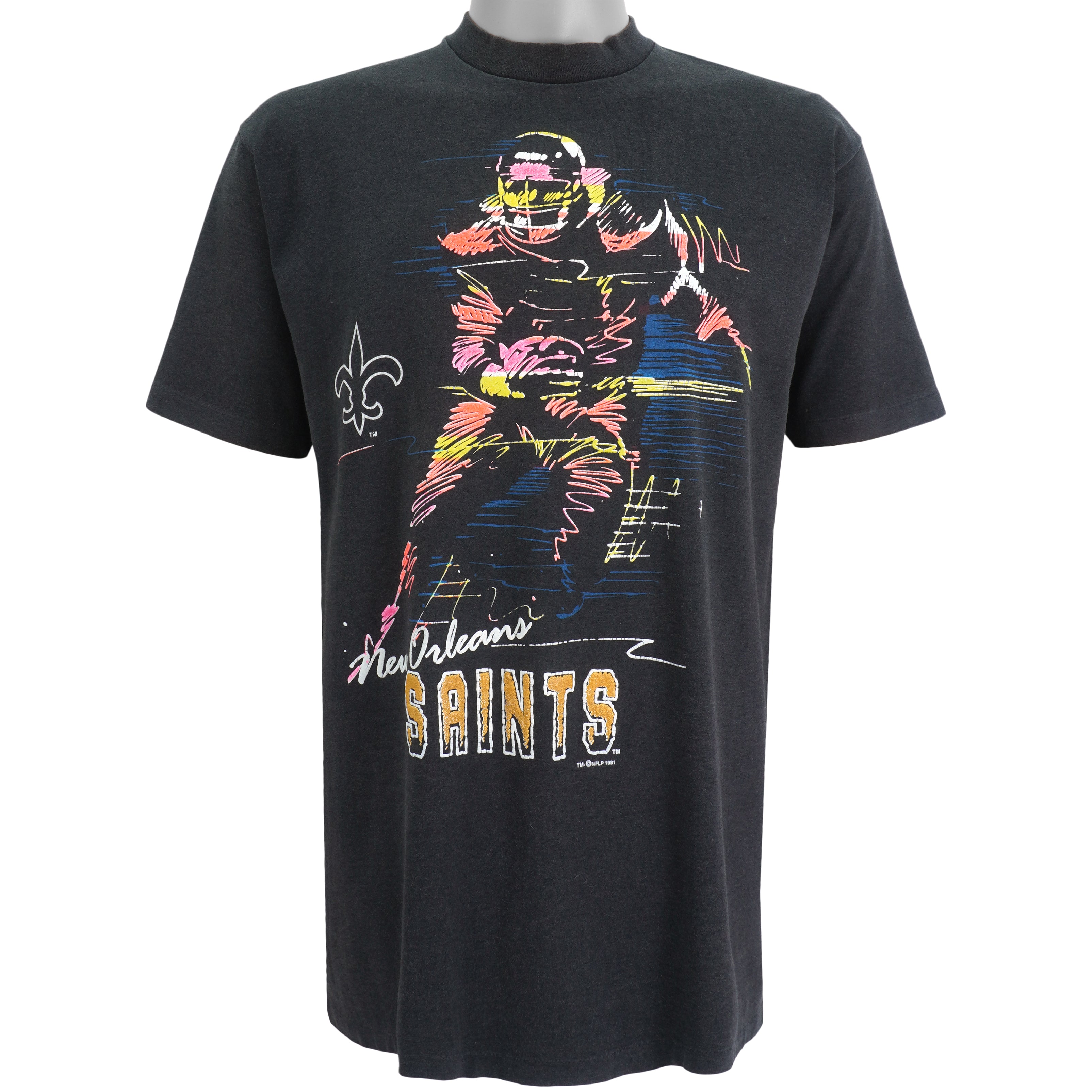 NFL (Tees) - New Orleans Saints Spell-Out T-Shirt 1991 X-Large Vintage Retro Football