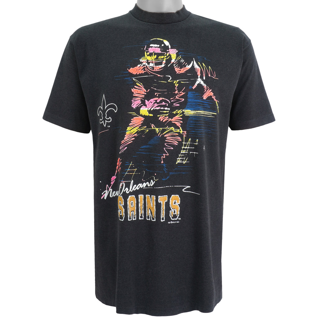NFL (Tees) - New Orleans Saints Spell-Out T-Shirt 1991 X-Large Vintage Retro Football