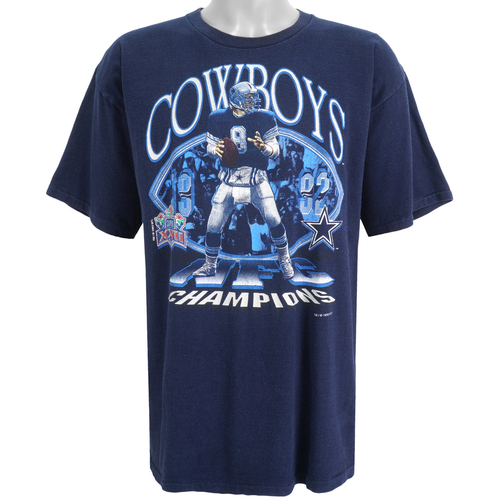 NFL (Salem) - Dallas Cowboys Super Bowl XXVII Spell-Out T-Shirt 1993 X-Large Vintage Retro Football