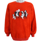 Disney - Red 101 Dalmatians Embroidered Crew Neck Sweatshirt 1990s Large Vintage Retro
