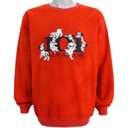 Disney - Red 101 Dalmatians Embroidered Crew Neck Sweatshirt 1990s Large Vintage Retro