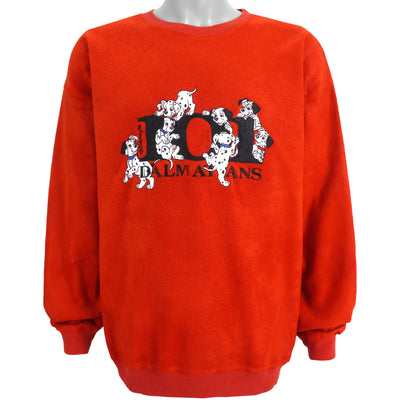 Disney - Red 101 Dalmatians Embroidered Crew Neck Sweatshirt 1990s Large