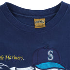 MLB (Nutmeg) - Seattle Mariners Embroidered T-Shirt 1990s Large Vintage Retro Baseball