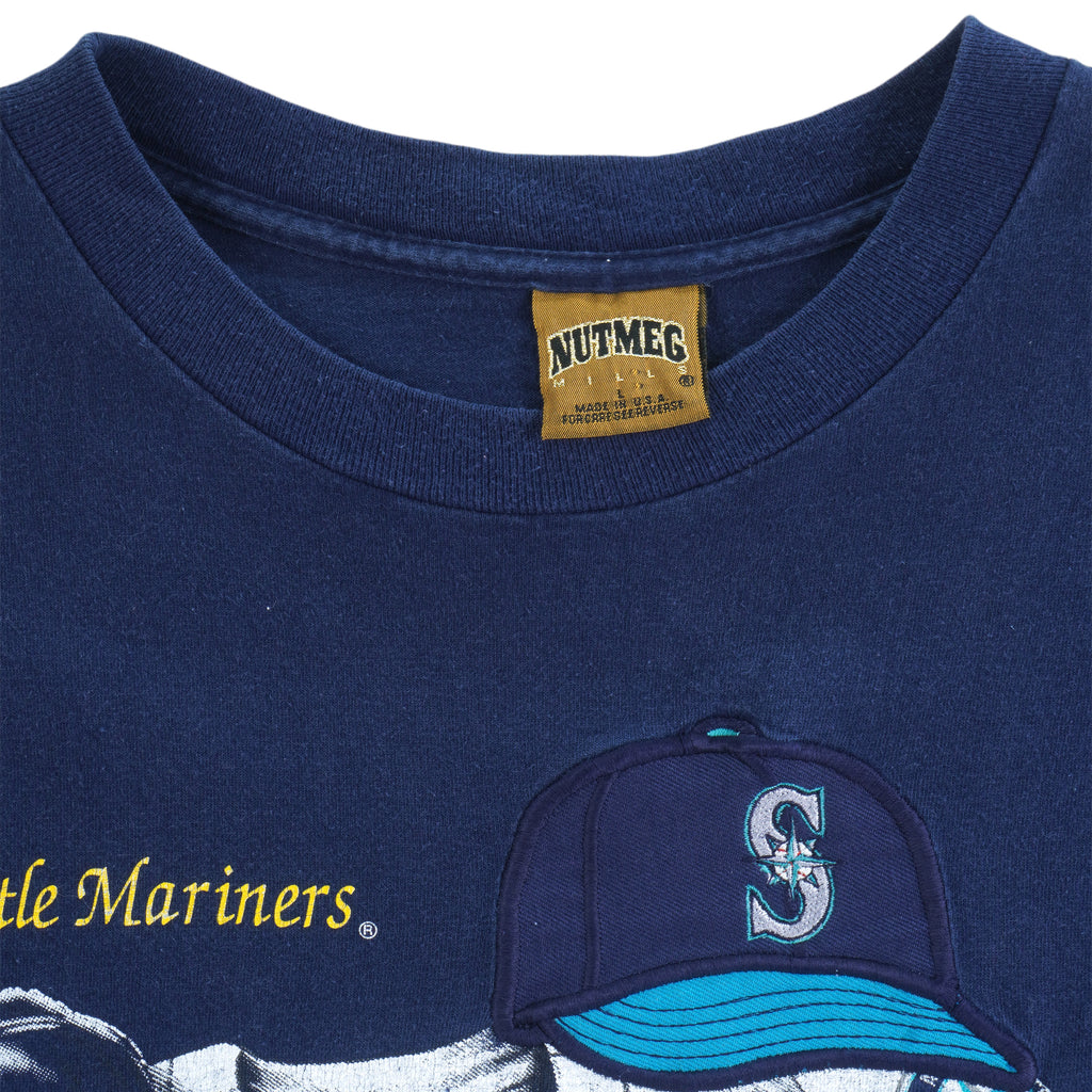 MLB (Nutmeg) - Seattle Mariners Embroidered T-Shirt 1990s Large Vintage Retro Baseball