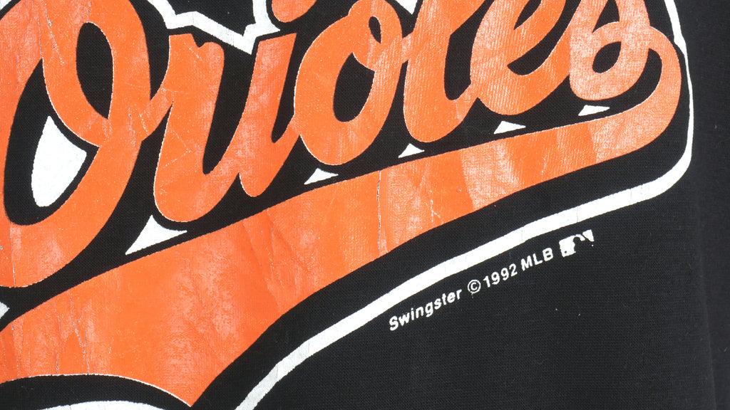 MLB (Swingster) - Baltimore Orioles 1/4 Button T-Shirt 1992 Large Vintage Retro Baseball