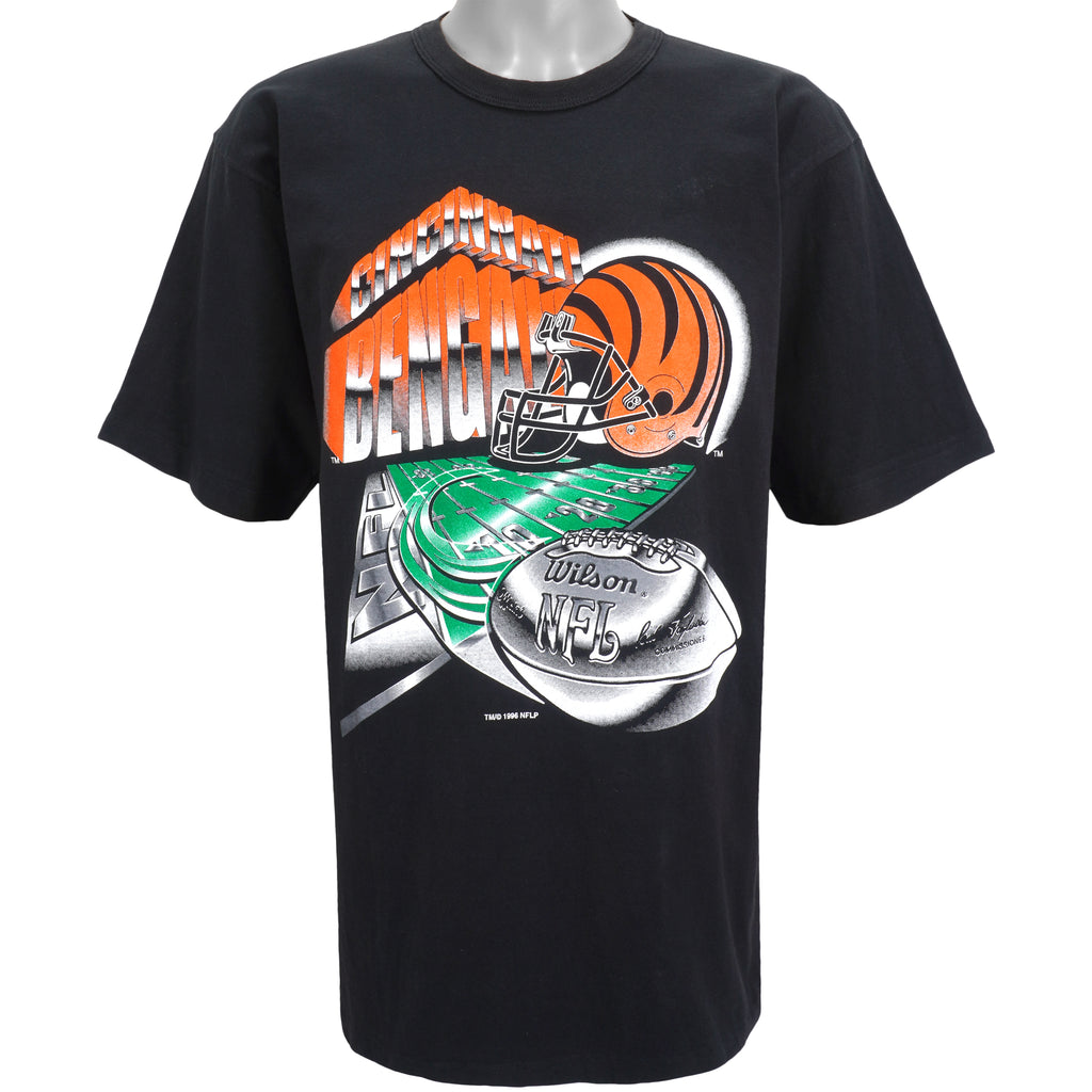 NFL (Logo 7) - Cincinnati Bengals Single Stitch T-Shirt 1996 Large Vintage Retro
