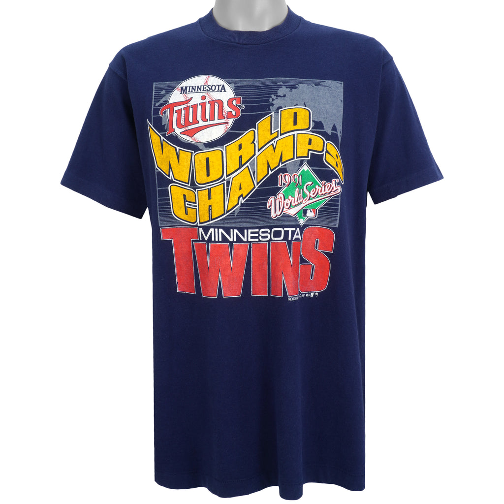 MLB (Fruit Of The Loom) - Minnesota Twins World Series T-Shirt 1991 X-Large Vintage Retro Baseball