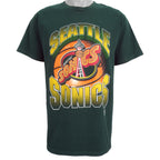 NBA (Logo 7) - Seattle Sonics Big Spell-Out T-Shirt 1990s Large Vintage Retro Basketball