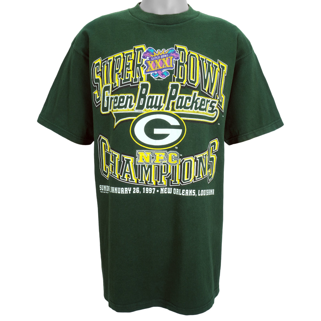 NFL (Logo 7) - Green Bay Packers NFC Champions T-Shirt 1997 X-Large Vintage Retro Football