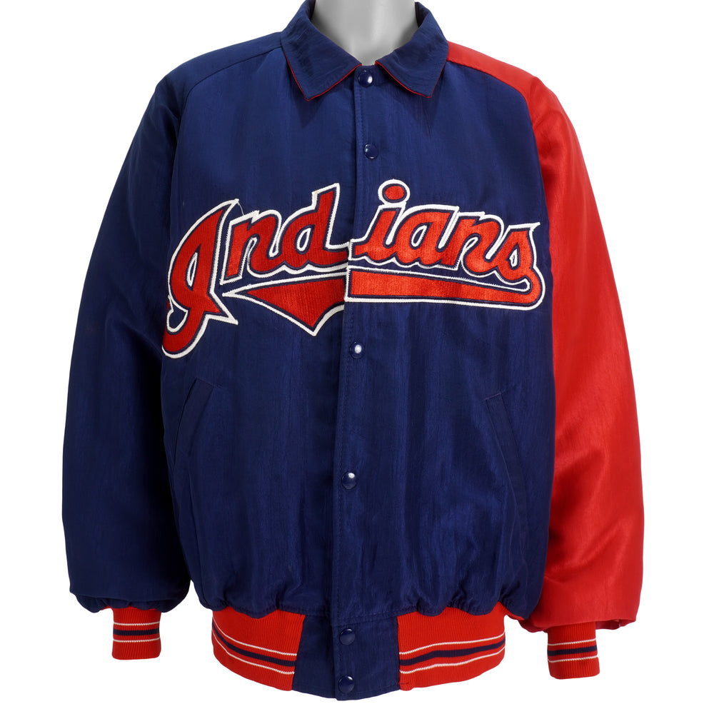 Starter - Cleveland Indians Big Spell-Out Windbreaker 1990s Large Vintage Retro Baseball