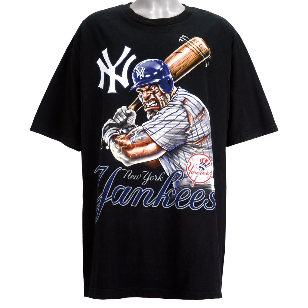 MLB (Liquid Blue) - New York Yankees Spell-Out T-Shirt 1990s 4X-Large Vintage Retro Baseball