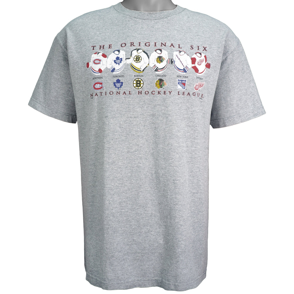NHL (AAA) - The Original Six Spell-Out T-Shirt 1990s Large Vintage Retro Hockey