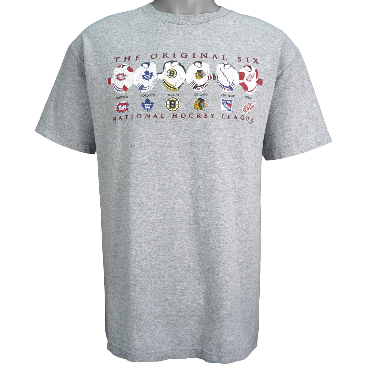 NHL (AAA) - The Original Six Spell-Out T-Shirt 1990s Large Vintage Retro Hockey