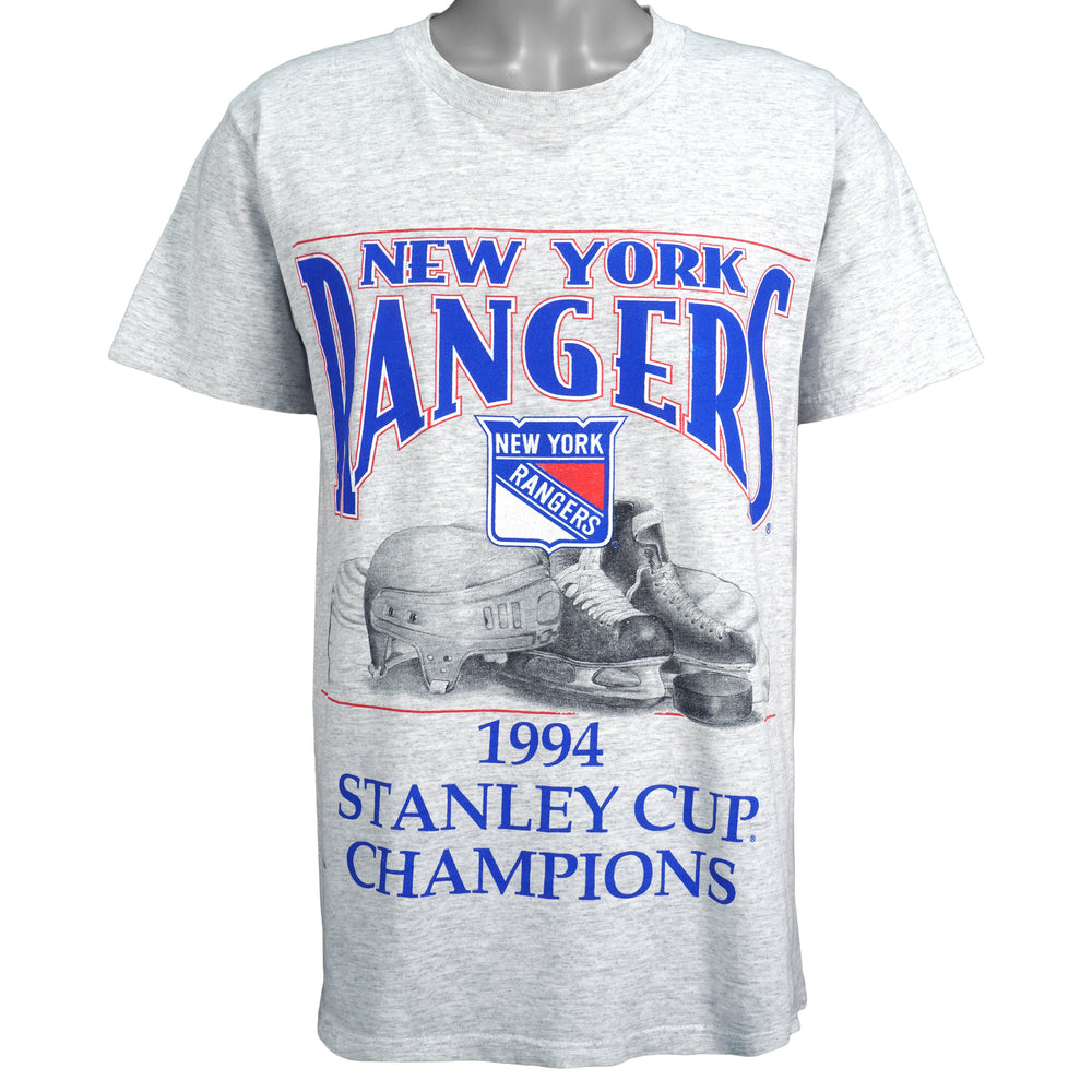 NHL (Nutmeg) - New York Rangers Spell-Out T-Shirt 1994 Medium Vintage Retro Baseball