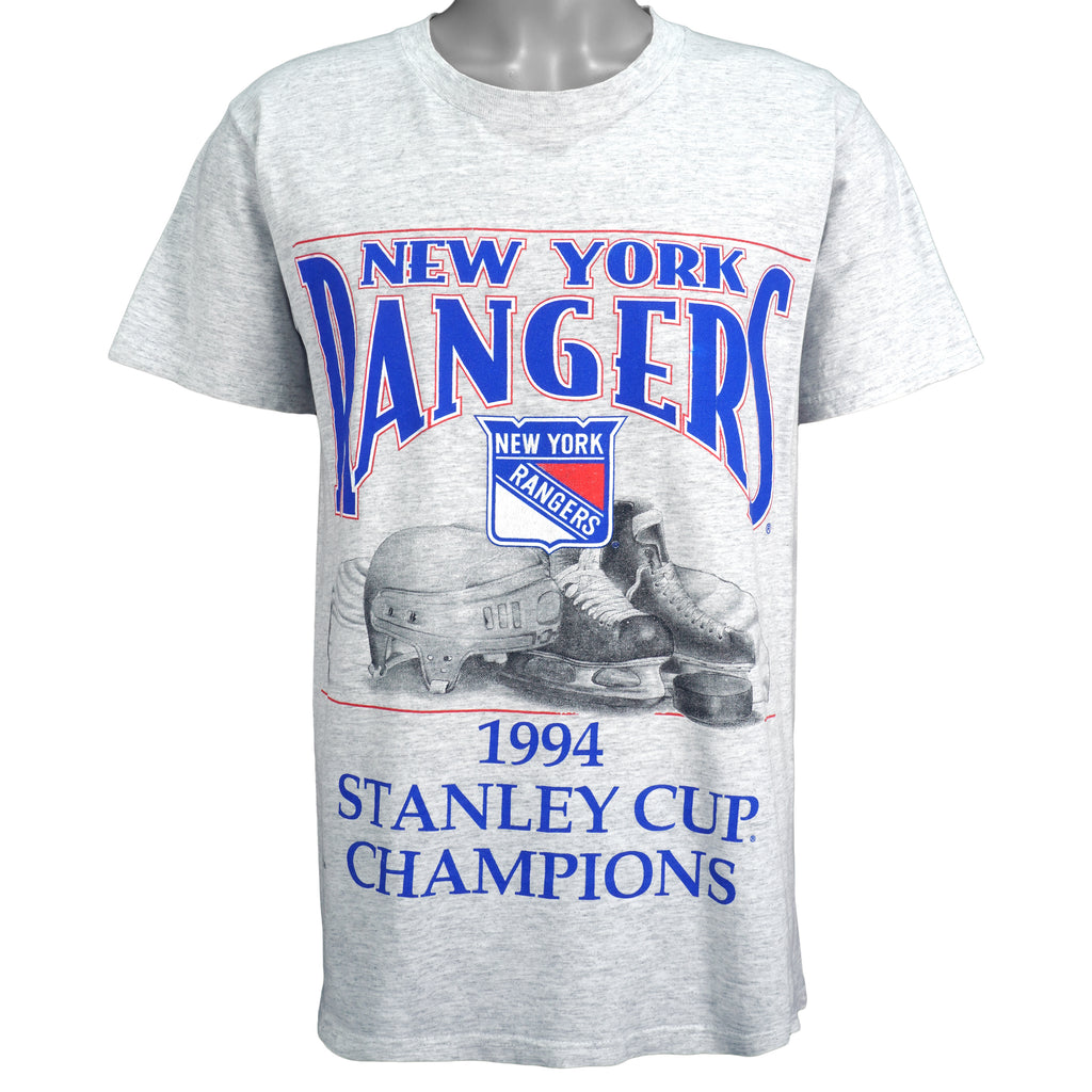NHL (Nutmeg) - New York Rangers Spell-Out T-Shirt 1994 Medium Vintage Retro Baseball