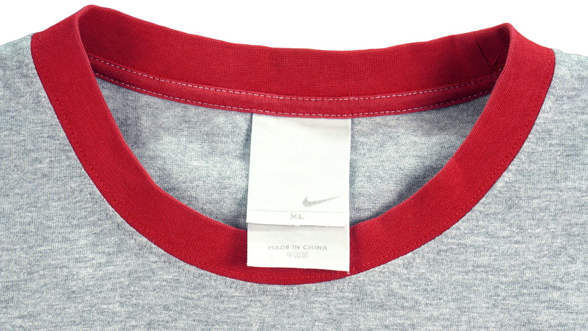 Nike - Grey Big Red Logo T-Shirt 1990s X-Large Vintage Retro 