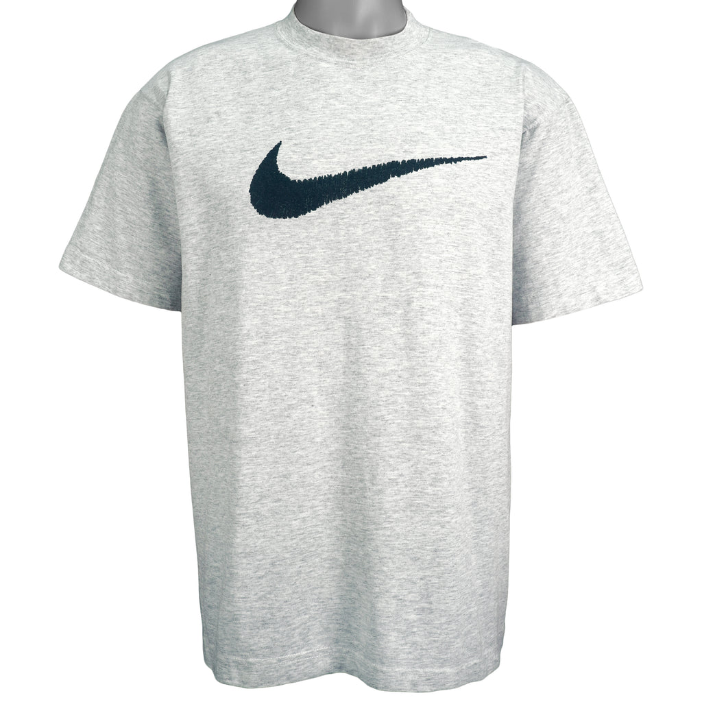 Nike - Grey Big Logo T-Shirt 1990s Large Vintage Retro