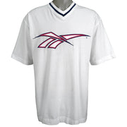 Reebok - White Big Spell-Out T-Shirt 1990s Medium Vintage Retro
