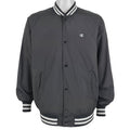 Champion - Black Button Up Baseball Jacket 1990s Large Vintage Retro