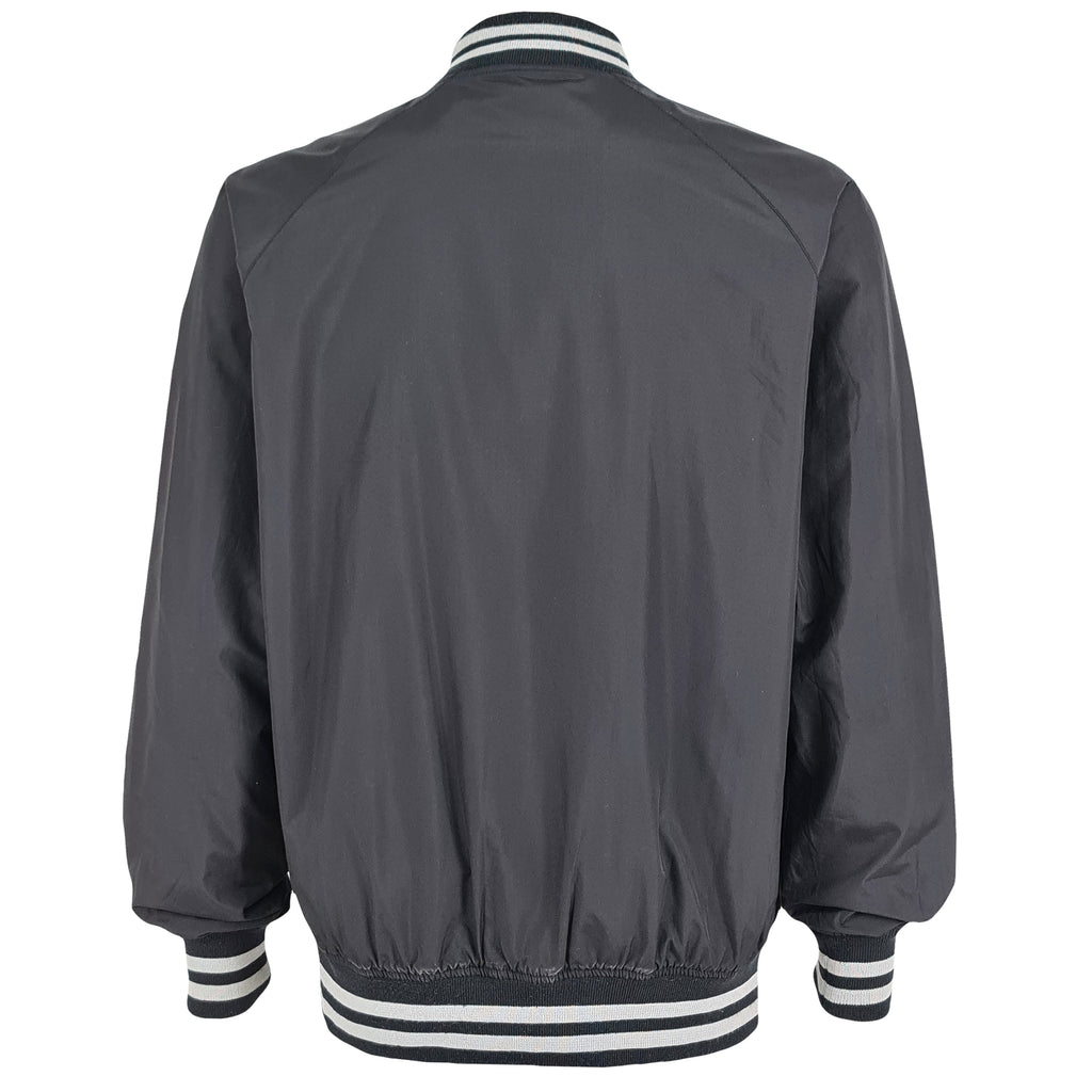 Champion - Black Button Up Baseball Jacket 1990s Large Vintage Retro