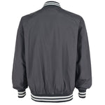Champion - Black Button Up Baseball Jacket 1990s Large Vintage Retro