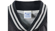 Champion - Black Button Up Baseball Jacket 1990s Large Vintage Retro