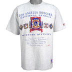 MLB (Nutmeg) - Los Angeles Dodgers Western Division T-Shirt 1991 Large Vintage Retro Baseball