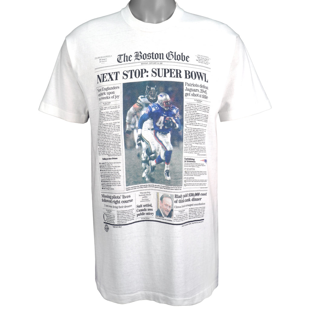 NFL (Front Pages) - New England Patriots - Next Stop : Super Bowl T-Shirt 1997 Large