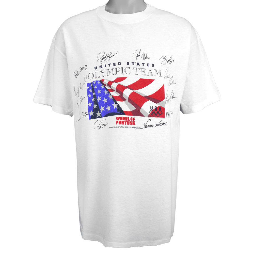Vintage (Hanes) - Wheel of Fortune, Autographs For U.S.A. Olympic Team T-Shirt 1996 X-Large Vintage Retro