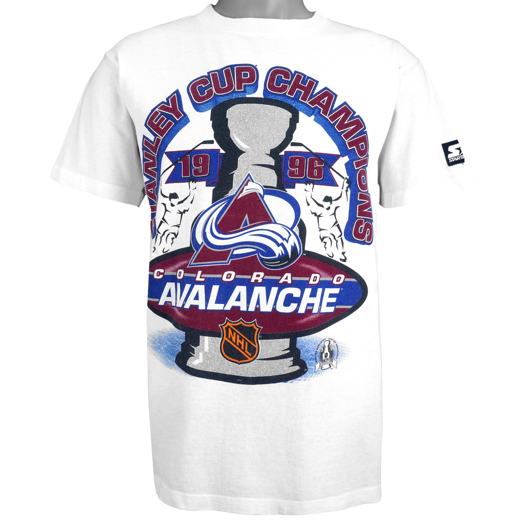 Starter - Colorado Avalanche, Stanley Cup Champions Deadstock T-Shirt 1996 Medium Vintage Retro Hockey