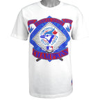 MLB (Nutmeg) - Toronto Blue Jays Spell-Out T-Shirt 1989 Medium Vintage Retro Baseball