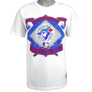 MLB (Nutmeg) - Toronto Blue Jays Spell-Out T-Shirt 1989 Medium Vintage Retro Baseball