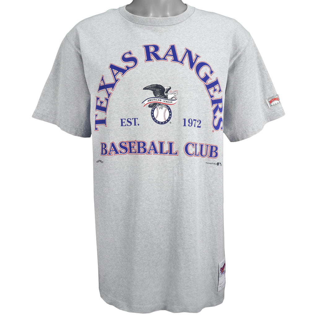 MLB (Nutmeg) - Texas Rangers Spell-Out  T-Shirt 1990s Large Vintage Retro Baseball