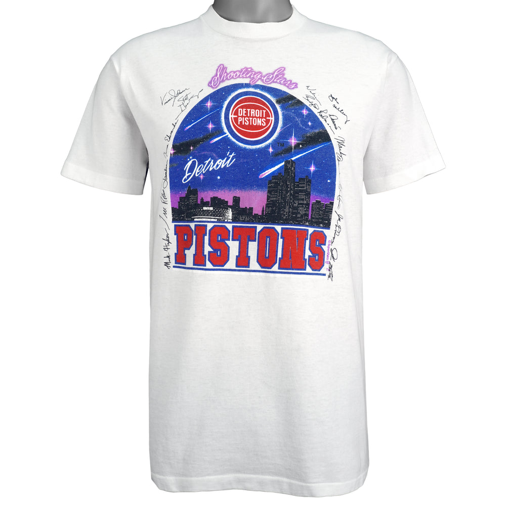 NBA (Super Shirts) - Detroit Pistons -Autographs Deadstock T-Shirt 1990s Large Vintage Retro Basketball