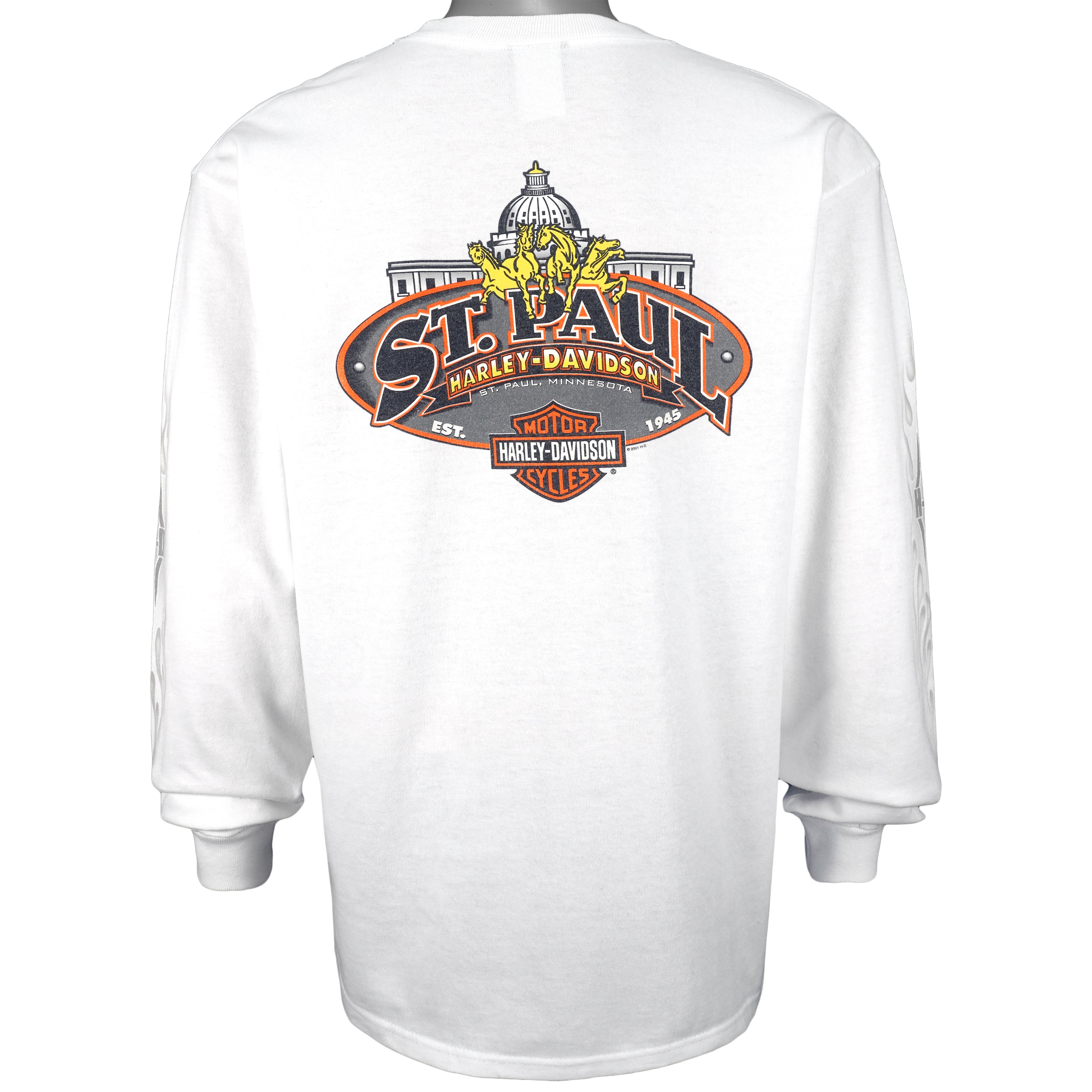 Harley Davidson - St. Paul, Minnesota Spell-Out Crew Neck Sweatshirt 2003 Large Vintage Retro 