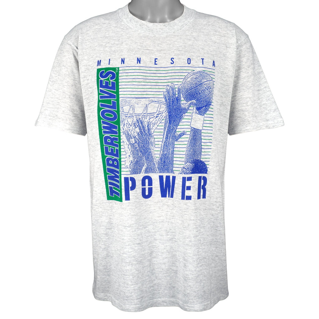 NBA (Jerzees) - Minnesota Timberwolves Spell-Out T-Shirt 1990s X-Large Vintage Retro Basketball