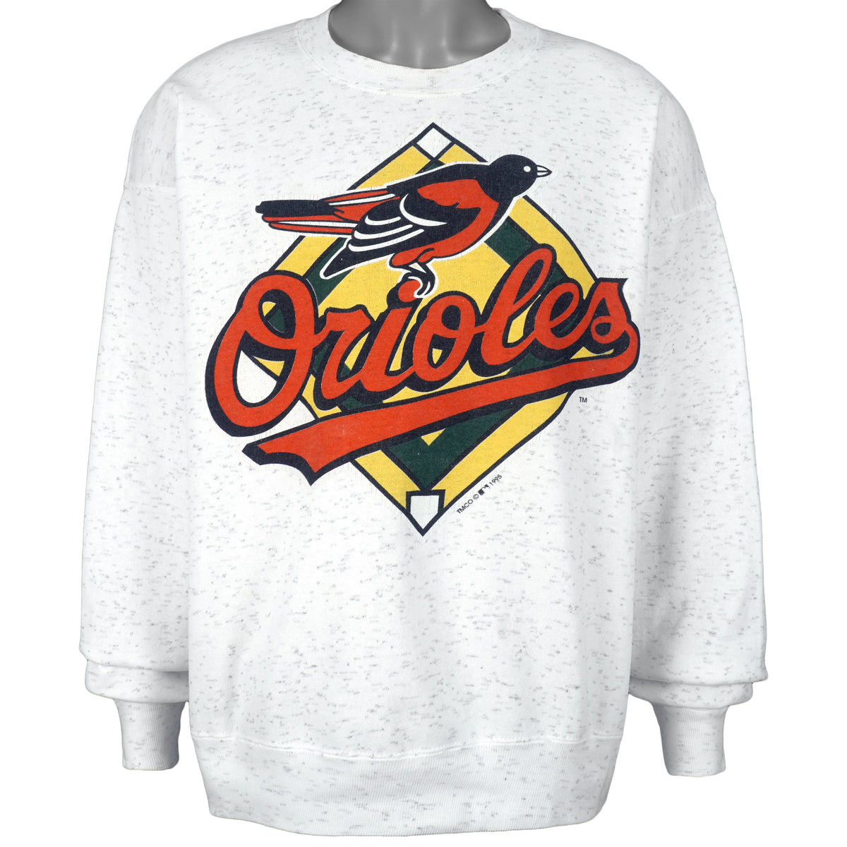 MLB (Trench) - Baltimore Orioles Spell-Out Crew Neck Sweatshirt 1995 Large Vintage Retro Baseball