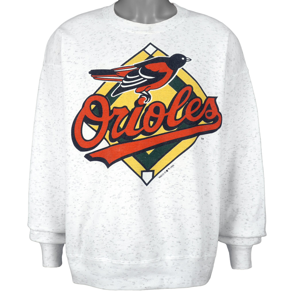 MLB (Trench) - Baltimore Orioles Spell-Out Crew Neck Sweatshirt 1995 Large Vintage Retro Baseball