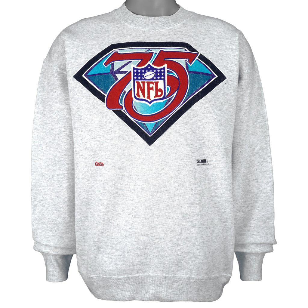 NFL (Grand Sport) - 75th Anniversary Big Logo Crew Neck Sweatshirt 1994 Large Vintage Retro Football