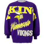 NFL (Fluid) - Minnesota Vikings Big Logo Crew Neck Sweatshirt 1994 Large