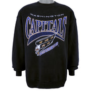 NHL (Hanes) - Washington Capitals Spell-Out Crew Neck Sweatshirt 1990s X-Large Vintage Retro Hockey