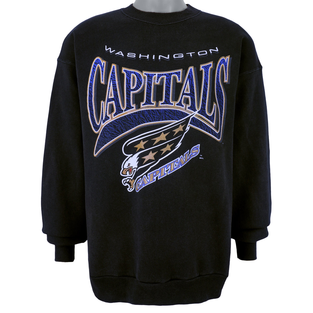 NHL (Hanes) - Washington Capitals Spell-Out Crew Neck Sweatshirt 1990s X-Large Vintage Retro Hockey