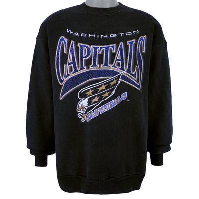 NHL (Hanes) - Washington Capitals Spell-Out Crew Neck Sweatshirt 1990s X-Large