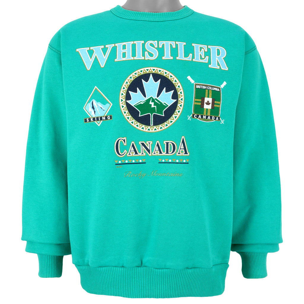 Vintage (Waves) - Whistler, Canada Crew Neck Sweatshirt 1990s Medium Vintage Retro